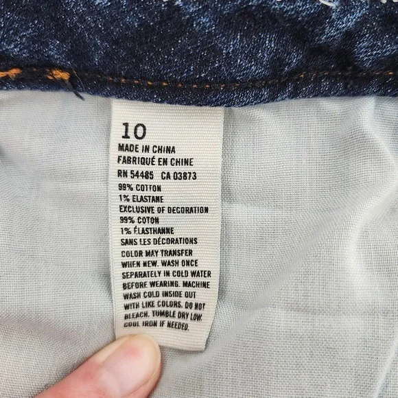 American Eagle Dark Wash Raw Hem Denim Short Womens 10 Indie Sleeze Grunge - Picture 5 of 7